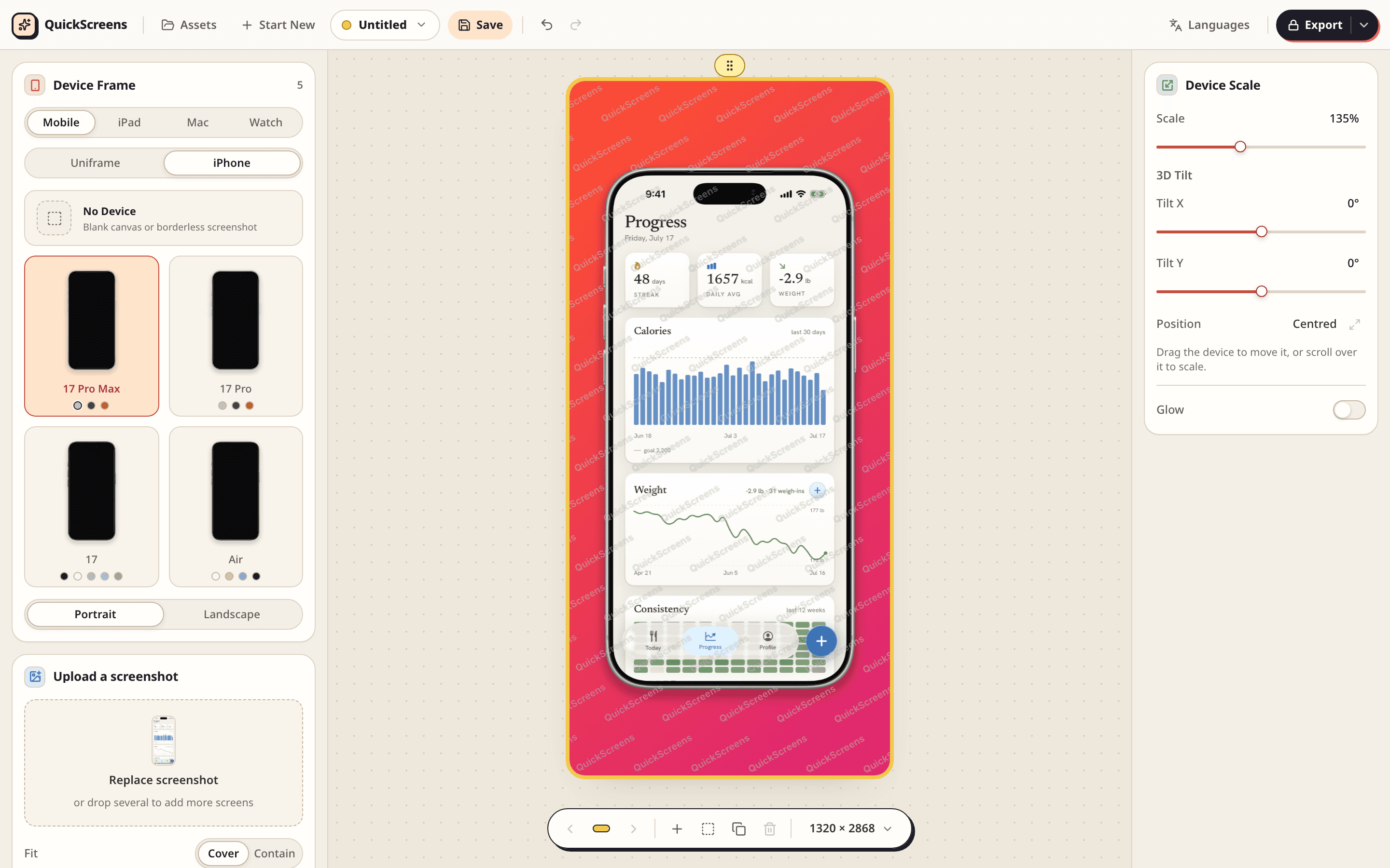 QuickScreens web app